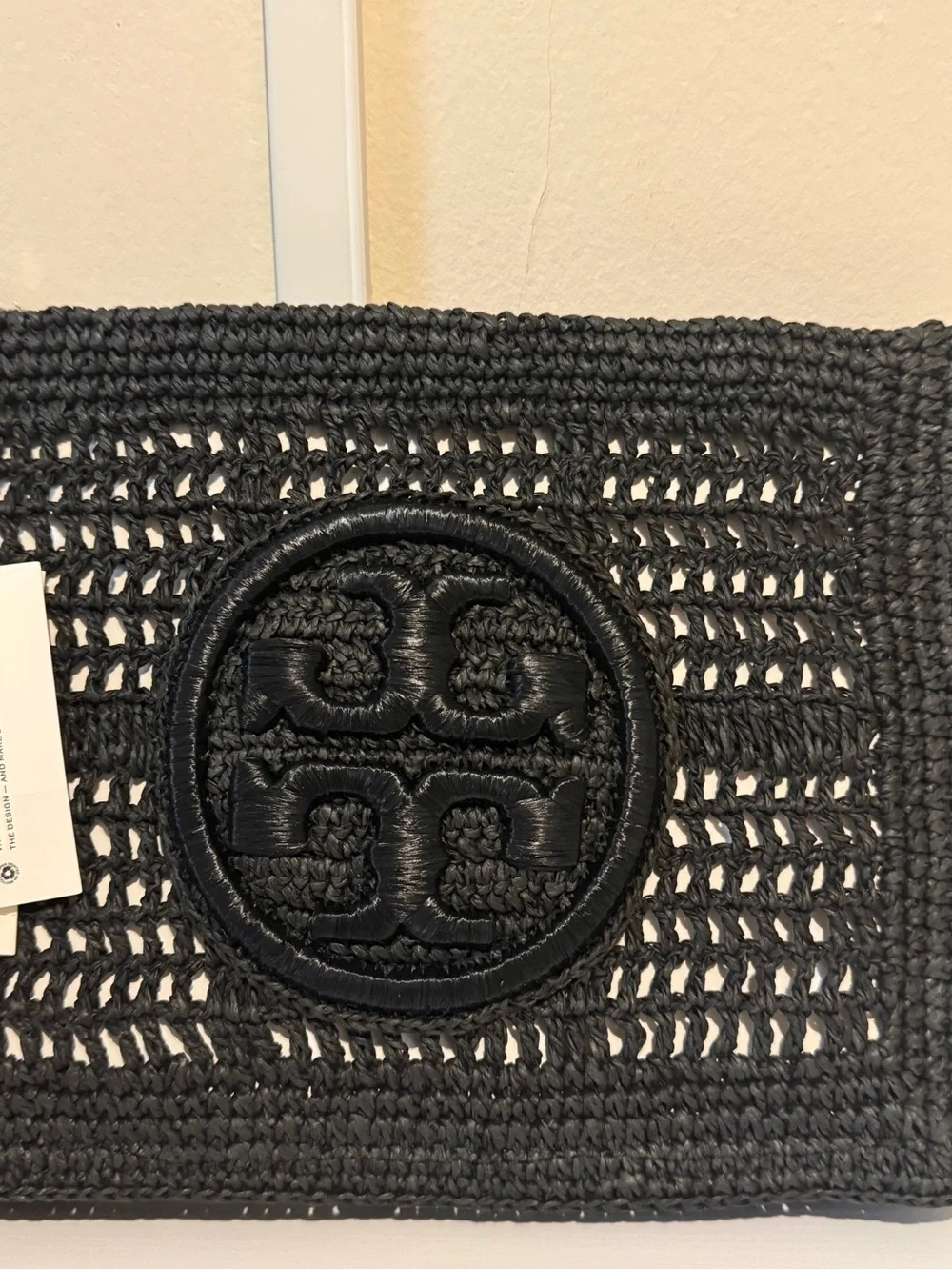 NWT Tory Burch Ella Crocheted Raffia Pouch